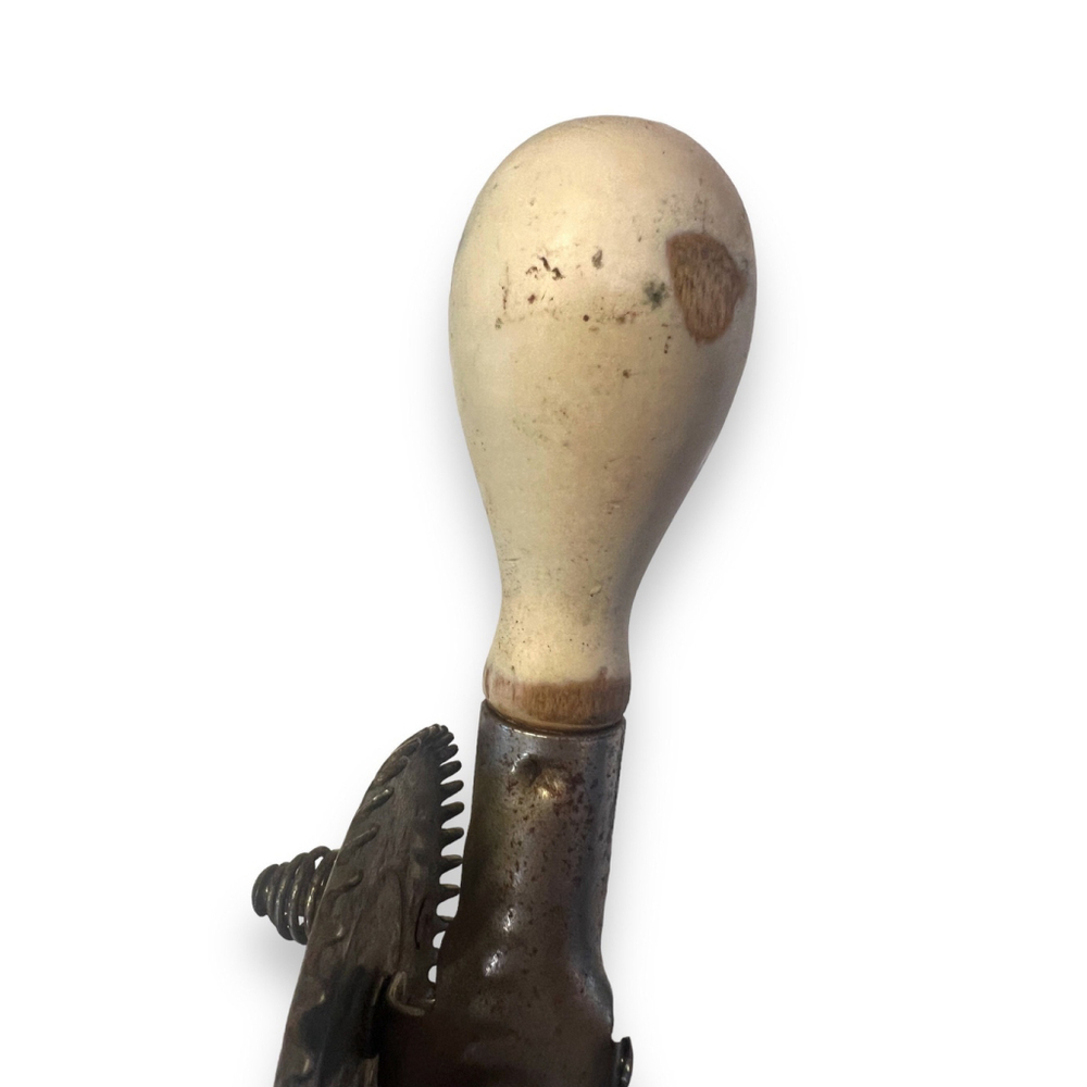 White Hand Beater Vintage Old Mixer 1920’s Egg Beater 1930’s White Aged Patina - Picture 4 of 10